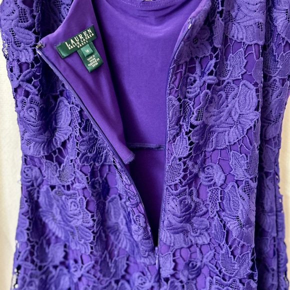 NWOT ! Ralph Lauren Purple Floral Lace Back Zip Lined - Picture 4 of 9